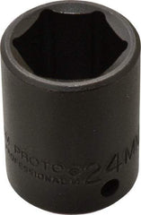 Proto - 1/2" Drive 24mm Standard Impact Socket - 6 Points, 1-39/64" OAL - Exact Tool & Supply