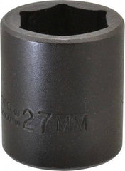 Proto - 1/2" Drive 27mm Standard Impact Socket - 6 Points, 2" OAL - Exact Tool & Supply