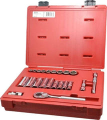 Proto - 22 Piece 3/8" Drive Socket Set - 6 Points, 3/8" to 7/8" Range, Inch Measurement Standard - Exact Tool & Supply