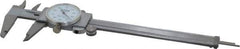 Fowler - 0" to 6" Range, 0.001" Graduation, 0.1" per Revolution, Dial Caliper - White Face, 1.54" Jaw Length - Exact Tool & Supply