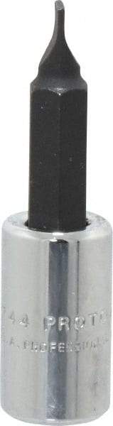 Proto - 1/4" Drive Slotted Screwdriver Socket - 1-53/64" OAL, 3/16" Blade Width, 0.032" Blade Thickness - Exact Tool & Supply