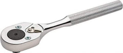 Proto - 3/8" Drive Pear Head Ratchet - Chrome Finish, 7" OAL, 24 Gear Teeth, Standard Knurled Handle, Reversible Head - Exact Tool & Supply