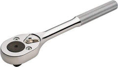 Proto - 1/2" Drive Pear Head Ratchet - Chrome Finish, 10" OAL, 24 Gear Teeth, Standard Knurled Handle, Standard Head - Exact Tool & Supply