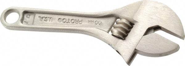 Proto - 1/2" Jaw Capacity, 4" Standard Adjustable Wrench - Steel, Chrome Finish - Exact Tool & Supply