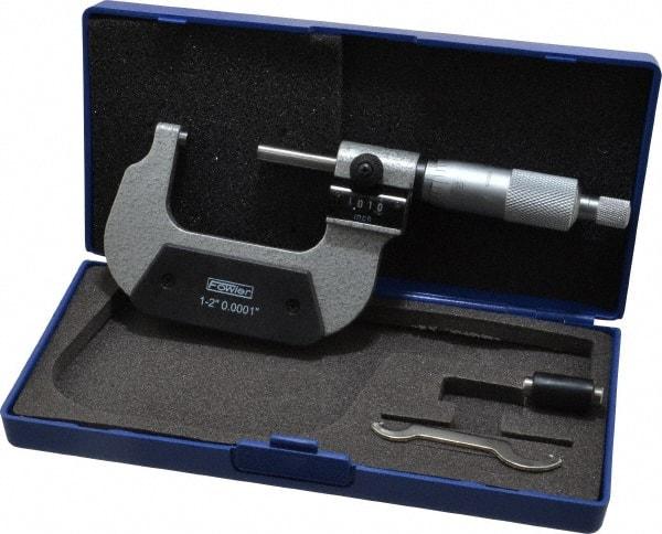 Fowler - 1 to 2" Range, 0.0001" Graduation, Mechanical Outside Micrometer - Ratchet Stop Thimble, Accurate to 0.00016", Digital Counter - Exact Tool & Supply
