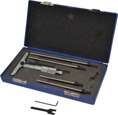 Fowler - 0 to 4" Range, 4 Rod, Satin Chrome Finish Mechanical Depth Micrometer - Ratchet Stop Thimble, 4" Base Length, 0.001" Graduation, 0.176" Rod Diam - Exact Tool & Supply