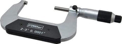 Fowler - 2 to 3" Range, 0.0001" Graduation, Mechanical Outside Micrometer - Ratchet-Friction Thimble, Accurate to 0.0002" - Exact Tool & Supply