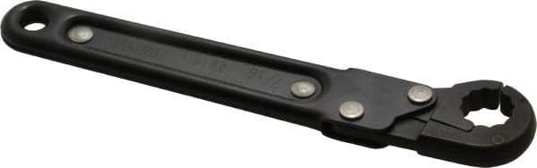 Proto - 7/16", Black Finish, Ratcheting Flare Nut Wrench - 12 Points, 5-7/16" OAL, Steel, Single End Head - Exact Tool & Supply