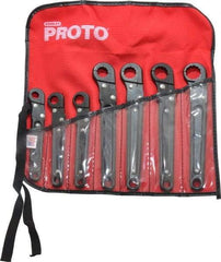 Proto - 7 Piece, 3/8" to 3/4", 12 Point Flare Nut Wrench Set - Inch Measurement Standard, Black Oxide Finish, Comes in Nylon Roll - Exact Tool & Supply
