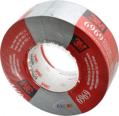 3M - 2" x 55m Silver Duct Tape - 10.7 mil, Rubber Adhesive, Polyethylene Film Backing, 32 Lb/ln Tensile Strength, 200°F Max, Series 6969 - Exact Tool & Supply