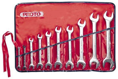Proto - 10 Piece, 1/4" x 5/16" to 1-1/16" x 1-1/8", Open End Wrench Set - Inch Measurement Standard, Satin Finish, Comes in Nylon Roll - Exact Tool & Supply