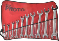 Proto - 10 Piece, 6mm x 7mm to 24mm x 26mm, Open End Wrench Set - Metric Measurement Standard, Satin Finish, Comes in Nylon Roll - Exact Tool & Supply
