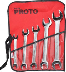 Proto - 5 Piece, 3/8" x 7/16" to 13/16" x 7/8", Open End Wrench Set - Inch Measurement Standard, Satin Finish, Comes in Nylon Roll - Exact Tool & Supply