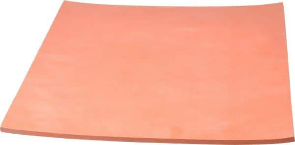 Made in USA - 12" Long, 12" Wide, 1/4" Thick, Silicone Rubber Foam Sheet - 45 to 55 Durometer, Orange-Red, -60 to 600°F, 650 psi Tensile Strength, Plain Backing, Stock Length - Exact Tool & Supply