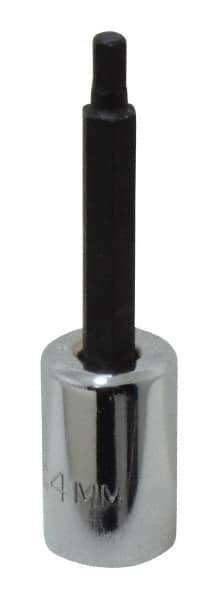 Proto - 3/8" Drive, 4mm Hex Bit Socket - 2-5/8" OAL, 1-5/8" Bit Length - Exact Tool & Supply