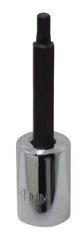 Proto - 3/8" Drive, 4mm Hex Bit Socket - 2-5/8" OAL, 1-5/8" Bit Length - Exact Tool & Supply