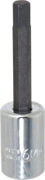 Proto - 3/8" Drive, 6mm Hex Bit Socket - 2-5/8" OAL, 1-5/8" Bit Length - Exact Tool & Supply