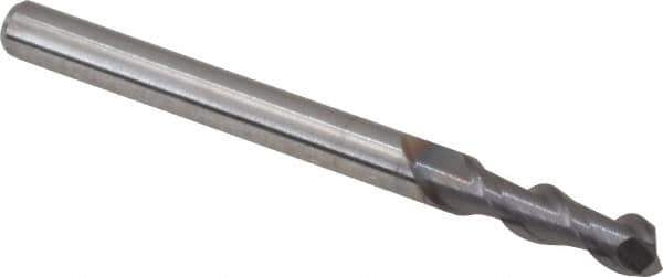 Niagara Cutter - 1/8", 3/8" LOC, 1/8" Shank Diam, 1-1/2" OAL, 2 Flute, Solid Carbide Square End Mill - Single End, TiCN Finish, Spiral Flute, 45° Helix, Centercutting, Right Hand Cut, Right Hand Flute, Series A245 - Exact Tool & Supply