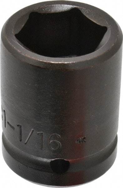 Proto - 3/4" Drive 1-1/16" Standard Impact Socket - 6 Points, 2-1/16" OAL - Exact Tool & Supply