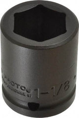 Proto - 3/4" Drive 1-1/8" Standard Impact Socket - 6 Points, 2-3/16" OAL - Exact Tool & Supply