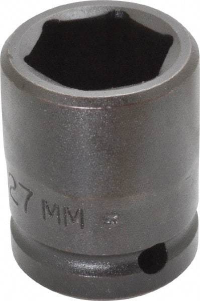 Proto - 3/4" Drive 27mm Standard Impact Socket - 6 Points, 2-3/64" OAL - Exact Tool & Supply