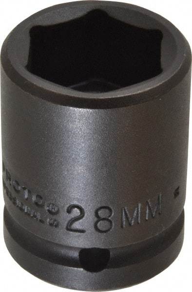 Proto - 3/4" Drive 28mm Standard Impact Socket - 6 Points, 2-3/64" OAL - Exact Tool & Supply