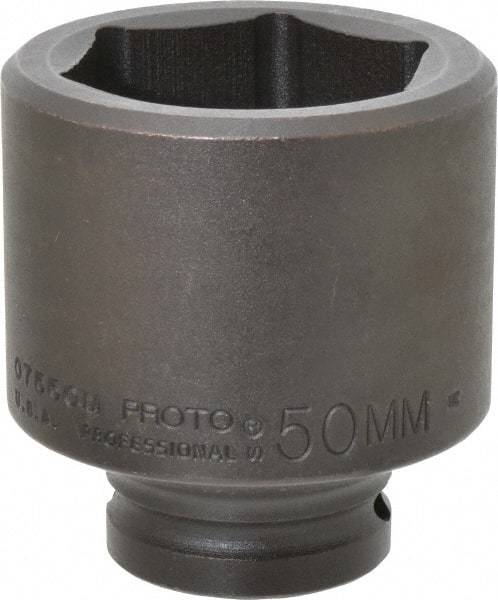 Proto - 3/4" Drive 50mm Standard Impact Socket - 6 Points, 3-7/64" OAL - Exact Tool & Supply