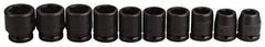 Proto - 10 Piece 3/4" Drive Impact Socket Set - 6 Points, 3/4" to 1-5/16" Range, Inch Measurement Standard - Exact Tool & Supply