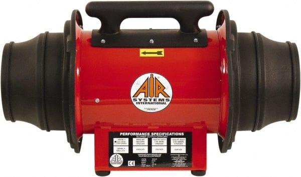 AIR Systems - 1-Speed 115V 0.33 hp 10/8" Inlet/Outlet Electric (AC) In-Line Axial Fan - Exact Tool & Supply