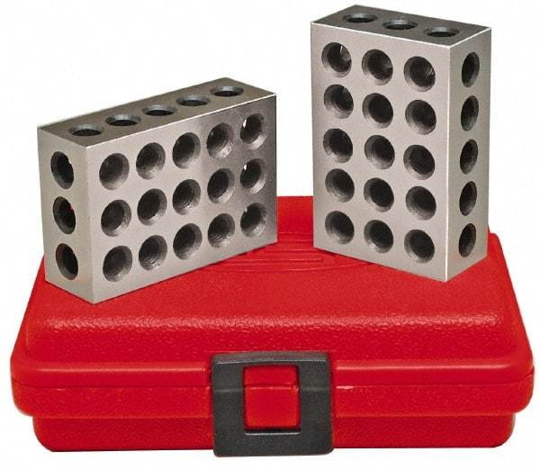 SPI - 0.0003 Squareness Per Inch, Hardened Steel, 2-3-4 Block with 23 Hole Setup Block - 3/8 - 16 Inch Tapped Hole Size, 55-60 Rc Hardness, Sold As Matched Pair - Exact Tool & Supply