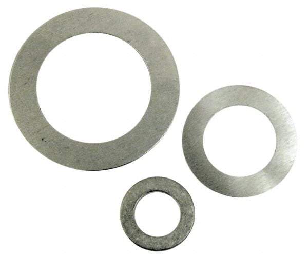 Made in USA - 0.032" Thick, 5/8" Inside x 1" OD, Round Shim - 9/16" Screw, Uncoated Commercial Aluminum - Exact Tool & Supply