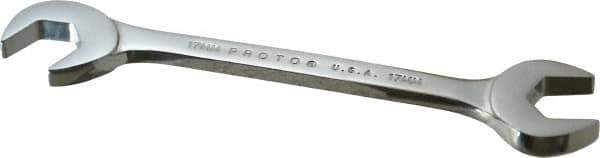 Proto - 17mm Standard Open End Wrench - 6-1/2" OAL, Double End, Chrome Finish, 15° & 60° Head Angle - Exact Tool & Supply