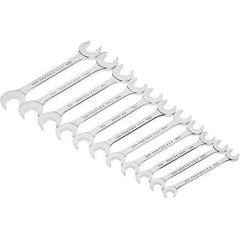 Proto - 11 Piece, 9mm to 19mm, Open End Wrench Set - Metric Measurement Standard, Full Polish Finish, Comes in Canvas Roll - Exact Tool & Supply