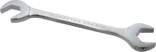 Proto - 15/16" Standard Open End Wrench - 8-3/4" OAL, Double End, Chrome Finish, 15° & 60° Head Angle - Exact Tool & Supply
