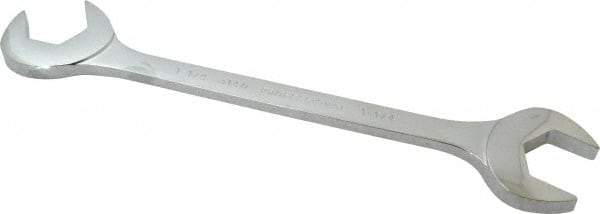 Proto - 1-1/4" Standard Open End Wrench - 12-1/4" OAL, Double End, Chrome Finish, 15° & 60° Head Angle - Exact Tool & Supply