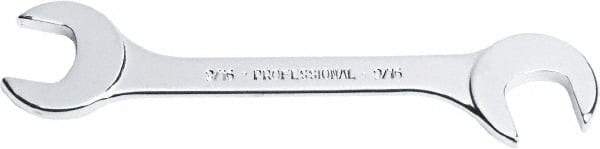 Proto - 15/64" Stubby Open End Wrench - 3" OAL, Double End, Satin Finish, 15° & 75° Head Angle - Exact Tool & Supply