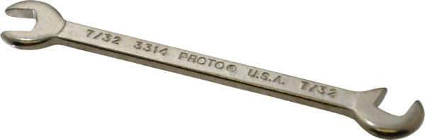 Proto - 7/32" Stubby Open End Wrench - 3" OAL, Double End, Satin Finish, 15° & 75° Head Angle - Exact Tool & Supply