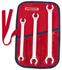 Proto - 3 Piece, 3/8" x 7/16" to 5/8" x 11/16", 6 Point Flare Nut Wrench Set - Inch Measurement Standard, Satin Finish, Comes in Nylon Roll - Exact Tool & Supply