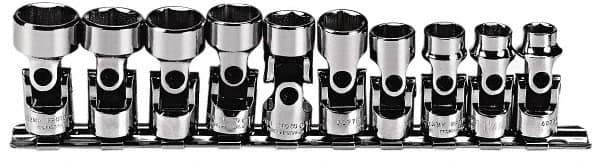 Proto - 10 Piece 3/8" Drive Standard Socket Set - 6 Points, 10 to 19mm, Metric Measurement Standard - Exact Tool & Supply
