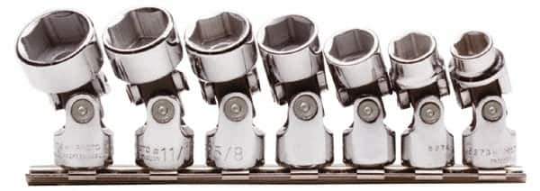 Proto - 7 Piece 3/8" Drive Standard Socket Set - 6 Points, 3/8 to 3/4", Inch Measurement Standard - Exact Tool & Supply