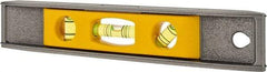Stanley - Magnetic 9" Long 3 Vial Torpedo Level - Aluminum, Silver/Yellow, 1 45°, 1 Level & 1 Plumb Vials - Exact Tool & Supply