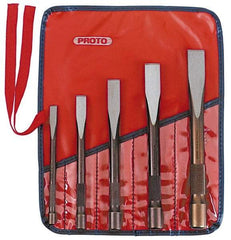 Proto - 5 Piece Cold Chisel Set - 6, 6-13/16, 7-5/8, 8-7/16 & 9-1/4" OAL, Sizes Included 3/8 to 7/8" - Exact Tool & Supply