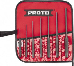 Proto - 7 Piece, 1/16 to 1/4", Pin Punch Set - Round Shank, Comes in Pouch - Exact Tool & Supply