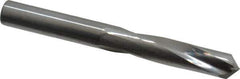 Atrax - 19/64" 135° Spiral Flute Solid Carbide Screw Machine Drill Bit - Bright Finish, Right Hand Cut, 1-9/16" Flute Length, 2-3/4" OAL, Split Point, Straight Shank - Exact Tool & Supply