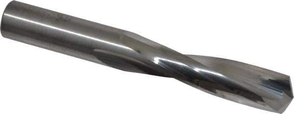 Atrax - 25/64" 135° Spiral Flute Solid Carbide Screw Machine Drill Bit - Bright Finish, Right Hand Cut, 1-7/8" Flute Length, 3-1/4" OAL, Split Point, Straight Shank - Exact Tool & Supply