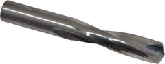 Atrax - 25/64" 135° Spiral Flute Solid Carbide Screw Machine Drill Bit - Bright Finish, Right Hand Cut, 1-7/8" Flute Length, 3-1/4" OAL, Split Point, Straight Shank - Exact Tool & Supply
