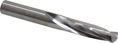 Atrax - 0.413" 135° Spiral Flute Solid Carbide Screw Machine Drill Bit - Bright Finish, Right Hand Cut, 2" Flute Length, 3-3/8" OAL, Split Point, Straight Shank - Exact Tool & Supply
