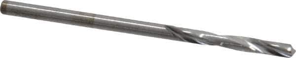 Atrax - #43 135° Spiral Flute Solid Carbide Screw Machine Drill Bit - Bright Finish, Right Hand Cut, 3/4" Flute Length, 1-3/4" OAL, Split Point, Straight Shank - Exact Tool & Supply