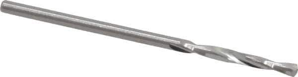 Atrax - #48 135° Spiral Flute Solid Carbide Screw Machine Drill Bit - Bright Finish, Right Hand Cut, 11/16" Flute Length, 1-11/16" OAL, Split Point, Straight Shank - Exact Tool & Supply