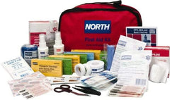 North - 187 Piece, 25 Person, Multipurpose/Auto/Travel First Aid Kit - 7" Wide x 6" Deep x 10" High, Nylon Bag - Exact Tool & Supply